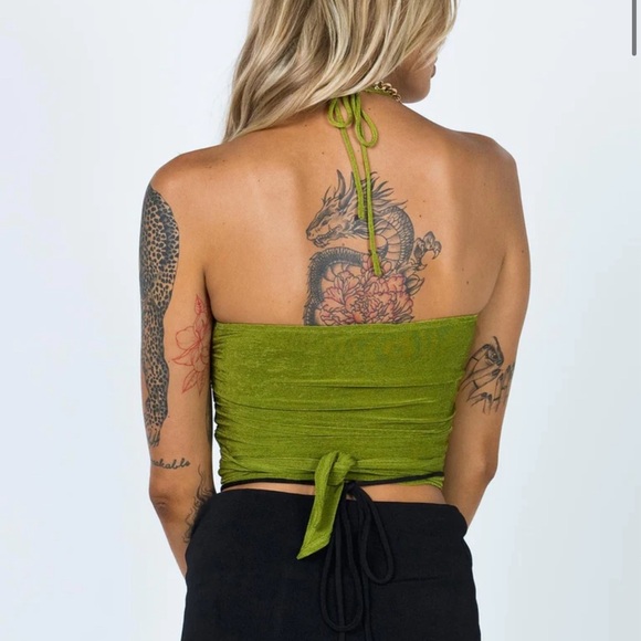 PRINCESS POLLY Loriella Ring Detail Crop Top Color Green Party Size US 2 XS - Picture 7 of 13